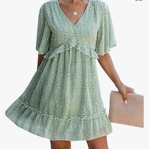 Green boho dress